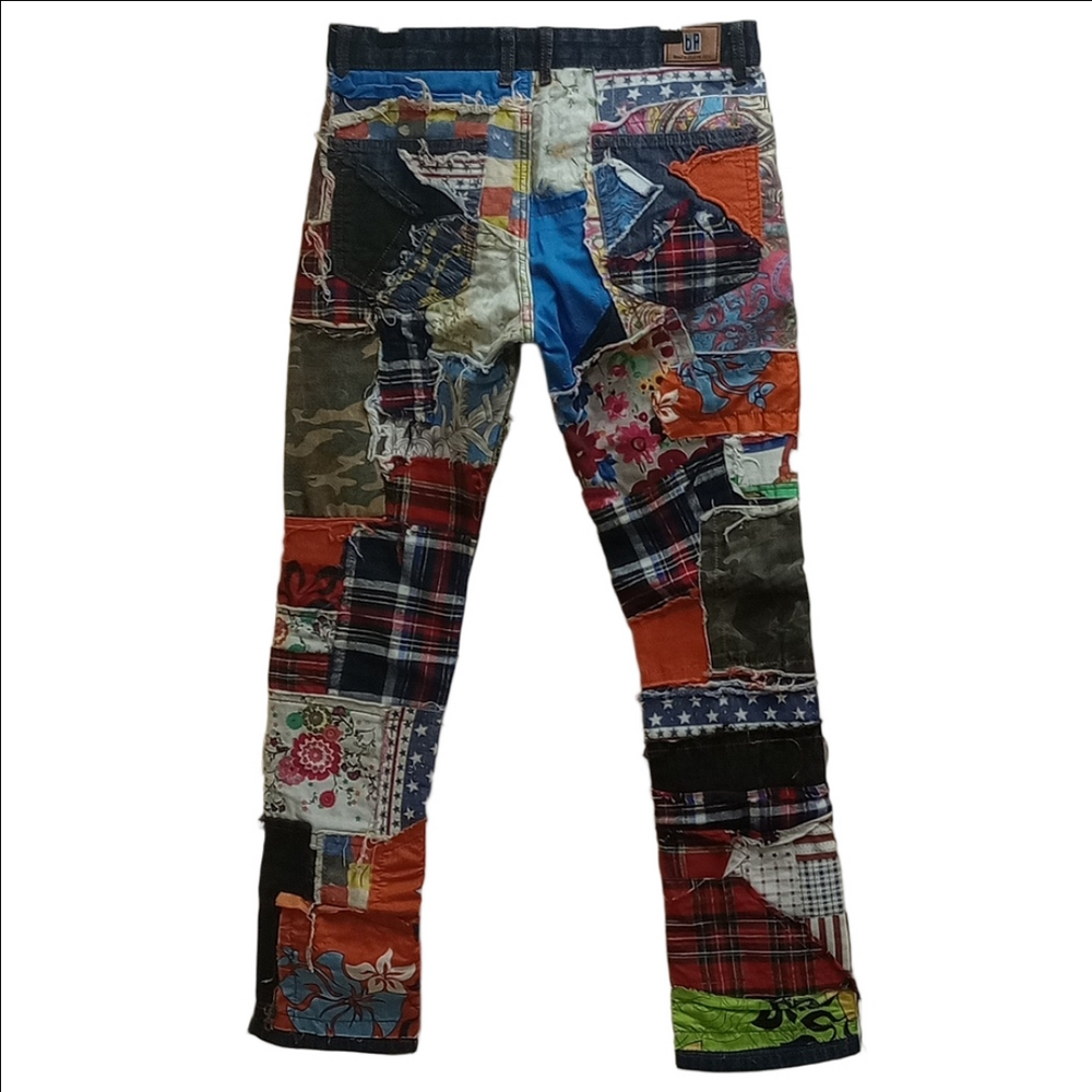 BIEPA MULTICOLORED MEN'S STRAIGHT JEANS WITH DIFFERENT FABRICS PATCHWORK ART - Picture 9 of 16